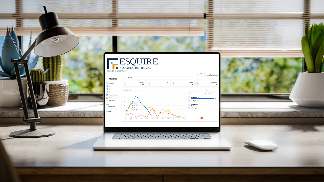 Image of computer with Esquire Records Retrieval displayed